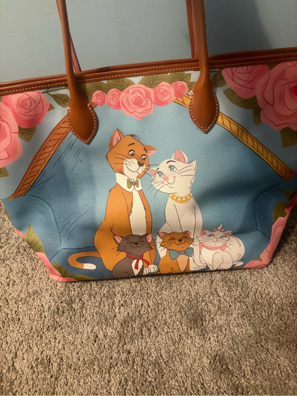 Dooney & Bourke Blue Tote with Pink Rose Aristocats Print - Picture 3 of 5